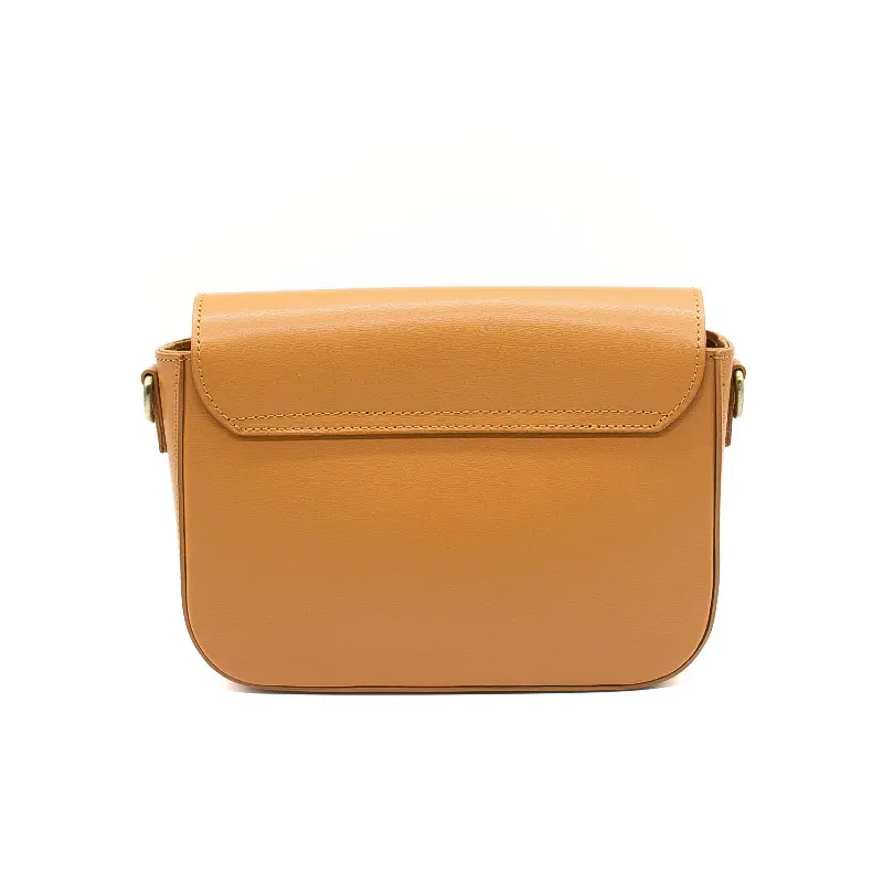 chic camel crossbody leather back