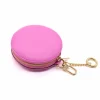 Circle Pink Leather Coin Purse zip