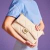 classy m shoulder leather bag beige on model