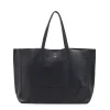 essential black leather shopper bag silver personalization