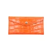 katy croco orange card holder leather wallet gold personalization