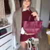 catarina fernandes bordeaux leather handbag