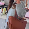 louise camel leather bag brunette