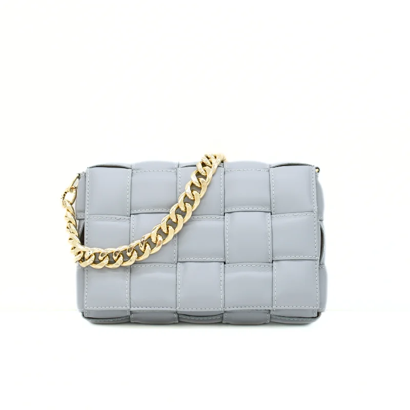 Braid Blue Crossbody Leather Bag gold strap Braid Blue Crossbody Leather Bag gold strap