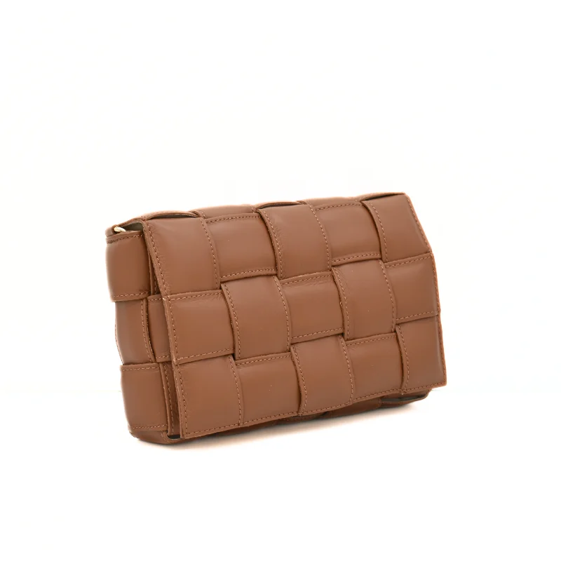 Braid Camel Crossbody Leather Bag side Braid Camel Crossbody Leather Bag side