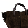 mag suede dark brown leather handbag gold personalization