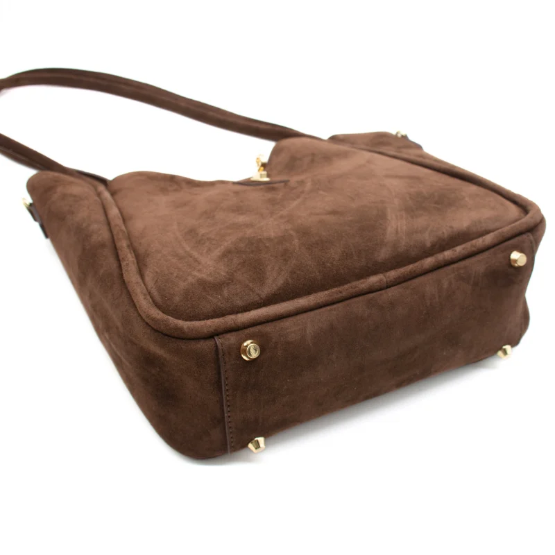 Parfait brown suede tote bag bottom