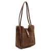 Parfait brown suede tote bag side