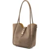 Parfait taupe suede tote bag right side