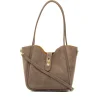 Parfait taupe suede tote bag strap