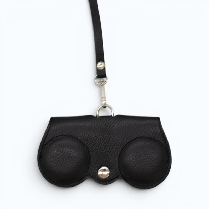 black leather sunflasses case