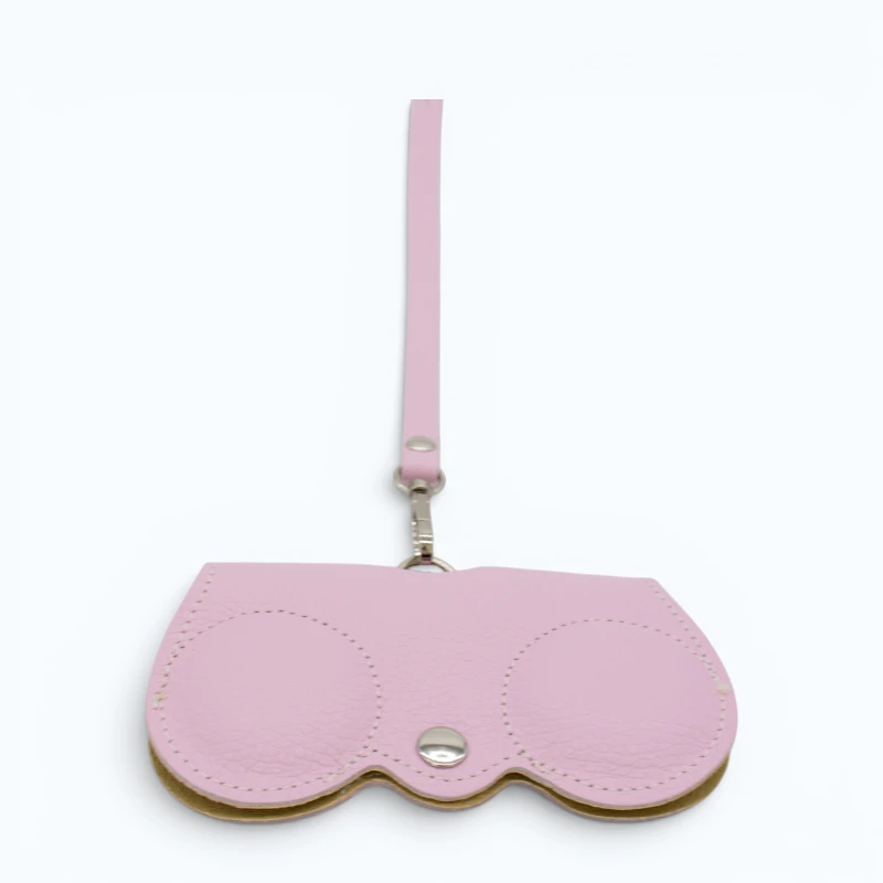 Owl Pink Leather Sunglasses Case