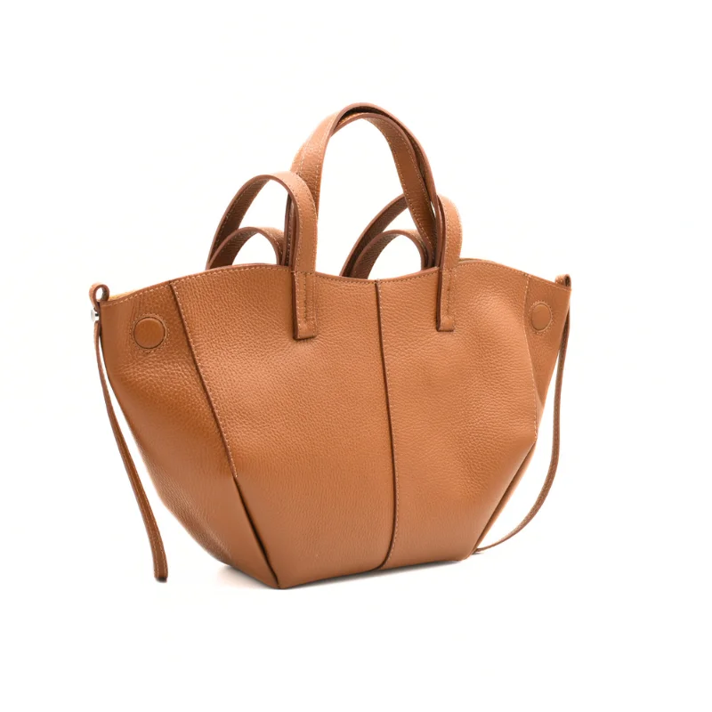 Mag Camel Leather Handbag side Mag Camel Leather Handbag side