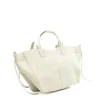 Mag Suede White Leather Handbag side