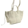 Mag Suede White Leather Handbag Side