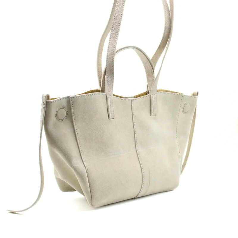 Mag Suede White Leather Handbag Side Mag Suede White Leather Handbag Side