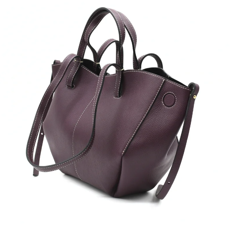 mag burgundy leather handbag right side
