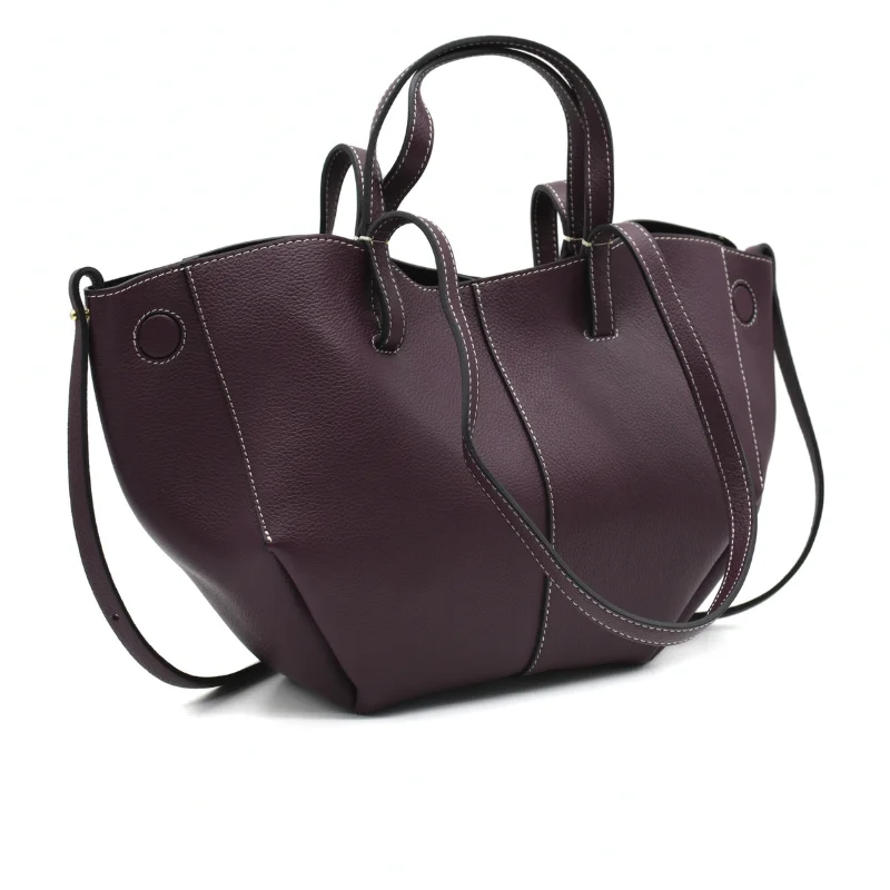 mag burgundy leather handbag side