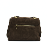 pure chocolate suede leather handbag back