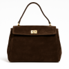 Tulip Dark Brown suede leather handbag