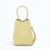 Flow butter yellow leather handbag  closed front