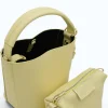 Flow butter yellow leather handbag interior detail