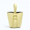 Flow butter yellow leather handbag  side detail