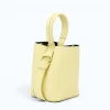 Flow butter yellow leather handbag side