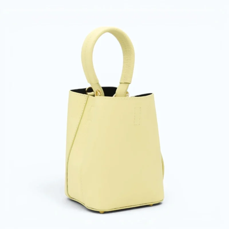 Flow butter yellow leather handbag diagonal