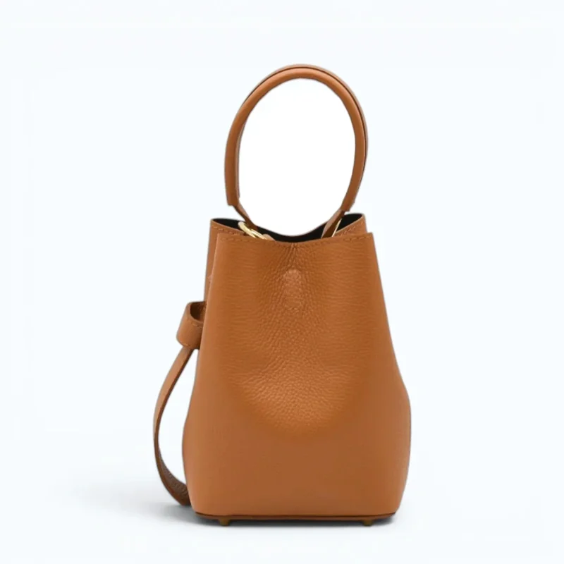 Flow Camel Leather Handbag closed back