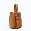 Flow Camel Leather Handbag closed side