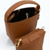 Flow Camel Leather Handbag interior bag detail
