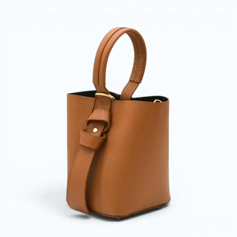 Flow Camel Leather Handbag style2 left side