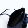 blue tote leather bag interior details blue tote leather bag interior details