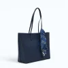 blue tote leather bag side blue tote leather bag side