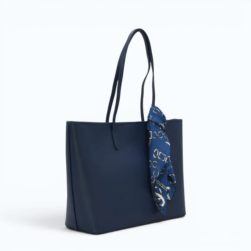 blue tote leather bag side blue tote leather bag side