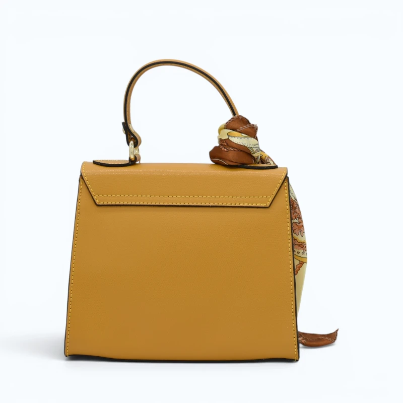 diva yellow leather handbag back
