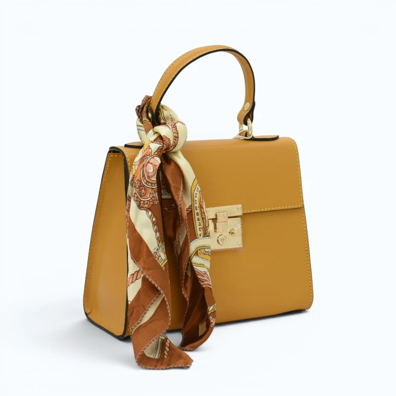 diva yellow leather handbag side