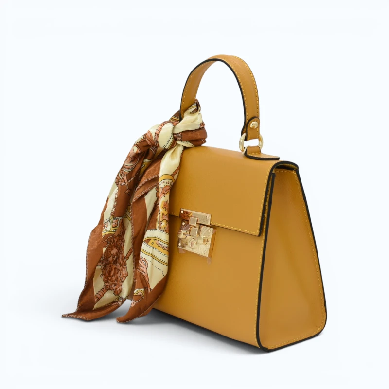 diva yellow leather handbag side