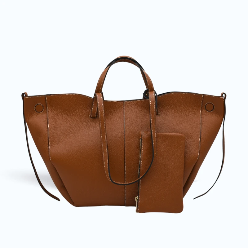 Mag L Camel Leather Handbag