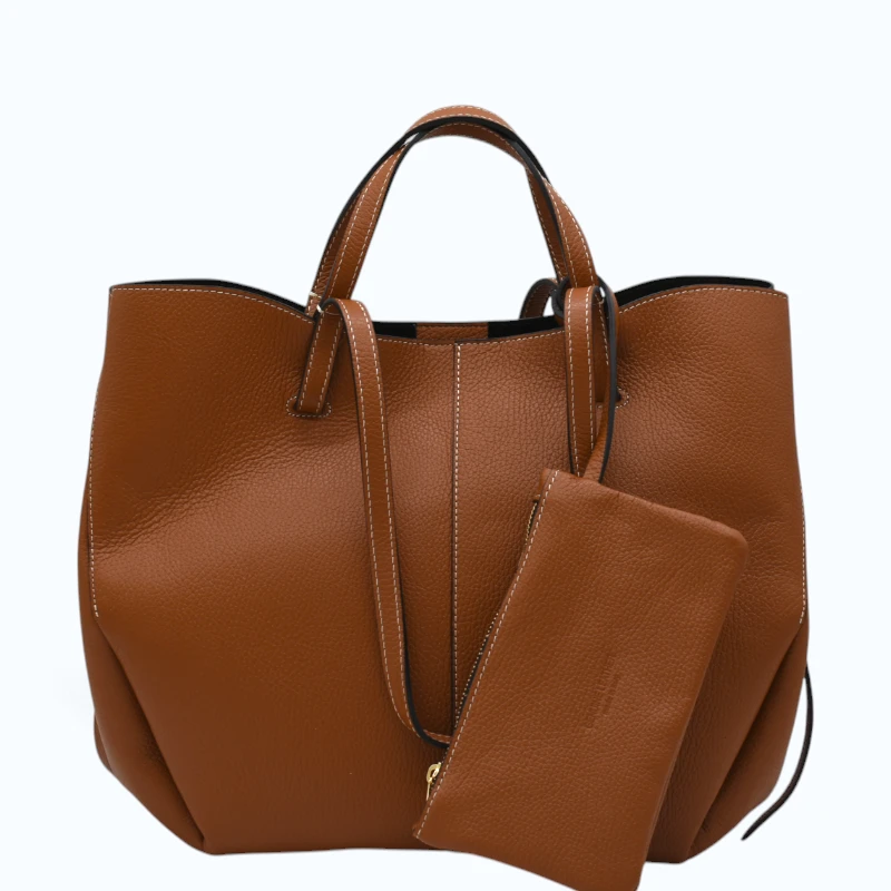 Mag L Camel Leather Handbag closed bag