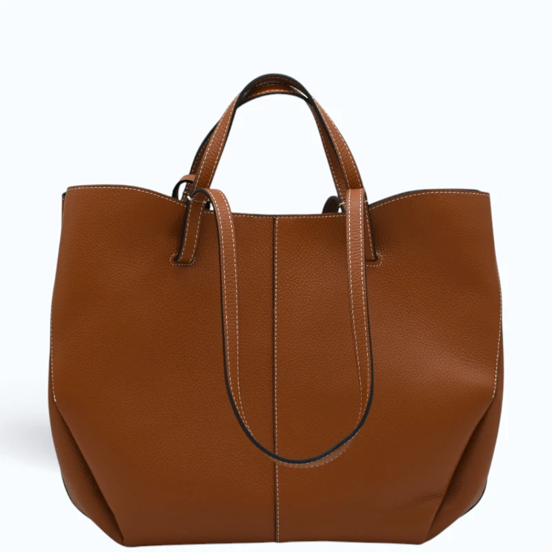 Mag L Camel Leather Handbag xlosed