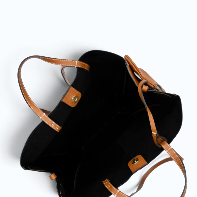 Mag L Camel Leather Handbag interior