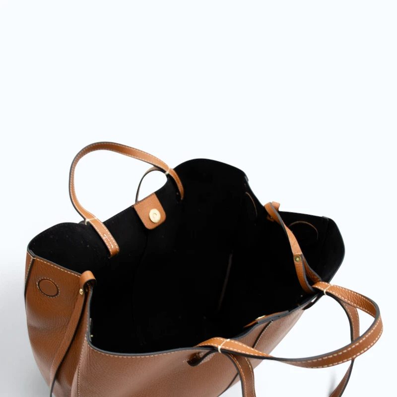 Mag L Camel Leather Handbag interiors
