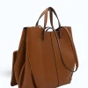 Mag L Camel Leather Handbag side