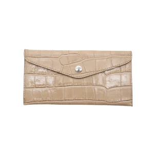 Katy Croco Taupe Card Holder Leather Wallet