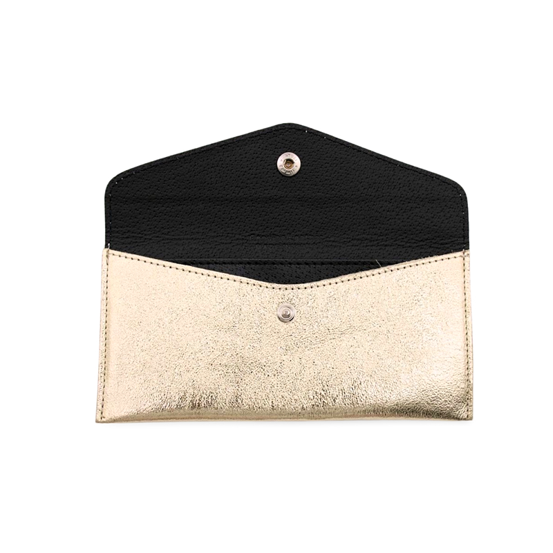 Katy Gold Card Holder Leather Wallet interior detail