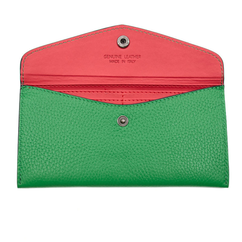 katy green card holder leather wallet interior detail