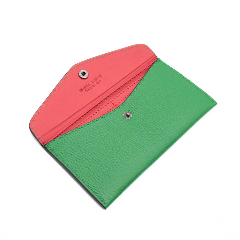 katy green card holder leather wallet interior