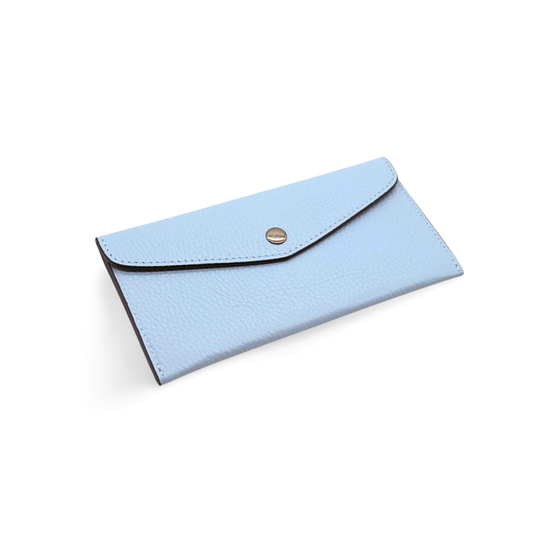 katy light blue card holder leather wallet side